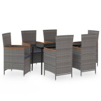 vidaXL 7 Piece Patio Dining Set with Cushions Gray