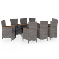 vidaXL 9 Piece Patio Dining Set with Cushions Gray