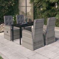 vidaXL 5 Piece Patio Dining Set with Cushions Gray