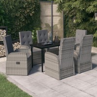 vidaXL 7 Piece Patio Dining Set with Cushions Gray