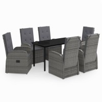 vidaXL 7 Piece Patio Dining Set with Cushions Gray