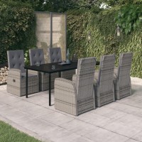 vidaXL 7 Piece Patio Dining Set with Cushions Gray