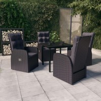 vidaXL 5 Piece Patio Dining Set with Cushions Black