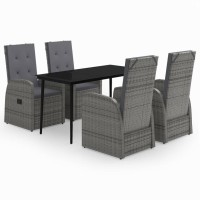 vidaXL 5 Piece Patio Dining Set with Cushions Gray