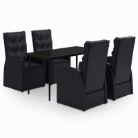 vidaXL 5 Piece Patio Dining Set with Cushions Black