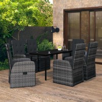 vidaXL 7 Piece Patio Dining Set with Cushions Gray