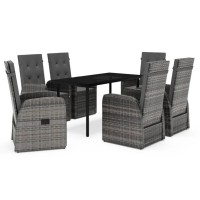 vidaXL 7 Piece Patio Dining Set with Cushions Gray