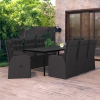 vidaXL 9 Piece Patio Dining Set with Cushions Black