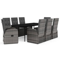 vidaXL 9 Piece Patio Dining Set with Cushions Gray