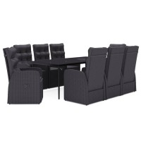 vidaXL 9 Piece Patio Dining Set with Cushions Black