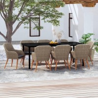 vidaXL 9 Piece Patio Dining Set with Cushions Brown