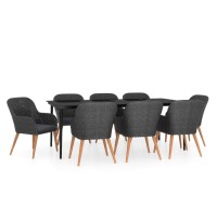 Vidaxl 9 Piece Patio Dining Set With Cushions Black