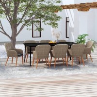 vidaXL 9 Piece Patio Dining Set with Cushions Brown