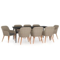 vidaXL 9 Piece Patio Dining Set with Cushions Brown