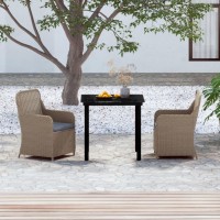 vidaXL 3 Piece Patio Dining Set with Cushions Brown