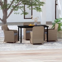 vidaXL 5 Piece Patio Dining Set with Cushions Brown