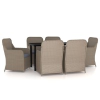 vidaXL 7 Piece Patio Dining Set with Cushions Brown