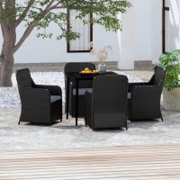 vidaXL 5 Piece Patio Dining Set with Cushions Black