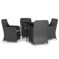 vidaXL 5 Piece Patio Dining Set with Cushions Black