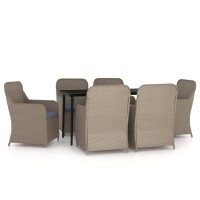 vidaXL 7 Piece Patio Dining Set with Cushions Brown