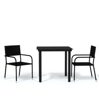 vidaXL 3 Piece Patio Dining Set Black