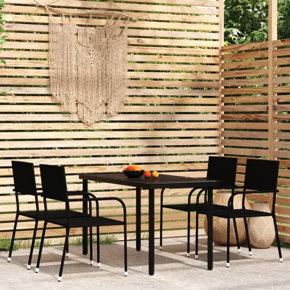 vidaXL 5 Piece Patio Dining Set Black