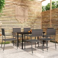 vidaXL 7 Piece Patio Dining Set Gray