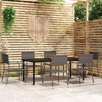 vidaXL 7 Piece Patio Dining Set Gray