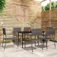 vidaXL 7 Piece Patio Dining Set Gray