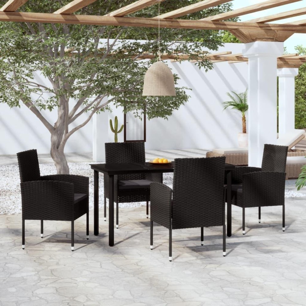 vidaXL 5 Piece Patio Dining Set Black