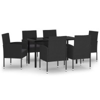 vidaXL 7 Piece Patio Dining Set Black