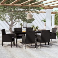 vidaXL 7 Piece Patio Dining Set Black