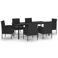 vidaXL 7 Piece Patio Dining Set Black