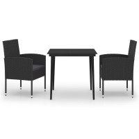 vidaXL 3 Piece Patio Dining Set Black