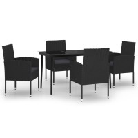 vidaXL 5 Piece Patio Dining Set Black