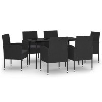 vidaXL 7 Piece Patio Dining Set Black