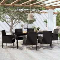 vidaXL 7 Piece Patio Dining Set Black