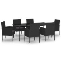 vidaXL 7 Piece Patio Dining Set Black