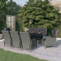 vidaXL 9 Piece Patio Dining Set Light Gray