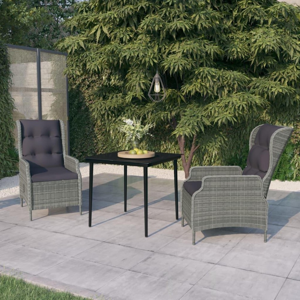 vidaXL 3 Piece Patio Dining Set Light Gray