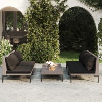 vidaXL 5 Piece Patio Lounge Set with Cushions Poly Rattan Dark Gray