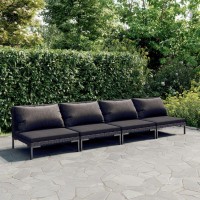 vidaXL 4 Piece Patio Lounge Set with Cushions Poly Rattan Dark Gray