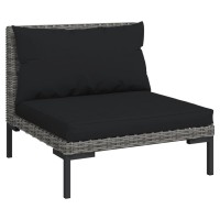 vidaXL 5 Piece Patio Lounge Set with Cushions Poly Rattan Dark Gray