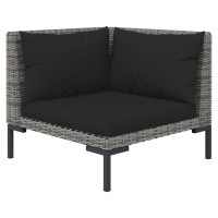 vidaXL 5 Piece Patio Lounge Set with Cushions Poly Rattan Dark Gray