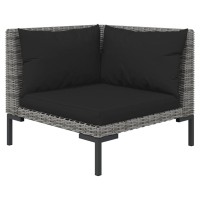 vidaXL 7 Piece Patio Lounge Set with Cushions Poly Rattan Dark Gray