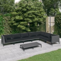 vidaXL 8 Piece Patio Lounge Set with Cushions Poly Rattan Dark Gray