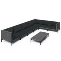 vidaXL 8 Piece Patio Lounge Set with Cushions Poly Rattan Dark Gray