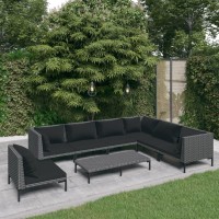 vidaXL 8 Piece Patio Lounge Set with Cushions Poly Rattan Dark Gray