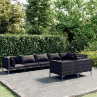 vidaXL 8 Piece Patio Lounge Set with Cushions Poly Rattan Dark Gray