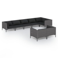 vidaXL 8 Piece Patio Lounge Set with Cushions Poly Rattan Dark Gray